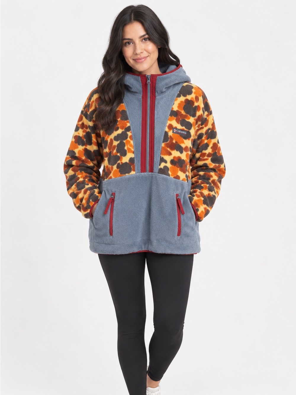 Columbia Sportswear Vintage Women's Camo & Slate Blue Colorblock Half-Zip Fleece